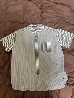 ビームスボーイ 半袖シャツ ストライプ グレー BEAMS