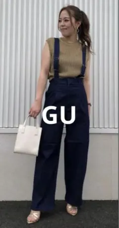 【GU】メッシュニットベスト ベージュブラウンM