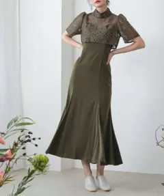 3wayレースボレロ&マーメイドキャミドレス　オリーブ　Mサイズ