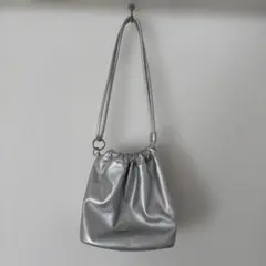LEPSIMシルバー巾着型2wayハンドショルダーバッグ