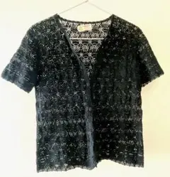 ★Vintage★ 精三巧制　クロシェニット　上海ニット　半袖レース編み　手刺繍