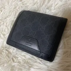 グッチ　GUCCI カードケース　名刺入れ　折り財布　黒　GG レザー　PVC