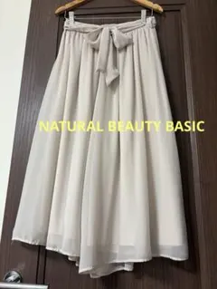 NATURAL BEAUTY BASIC リボンベルトギャザースカーチョ