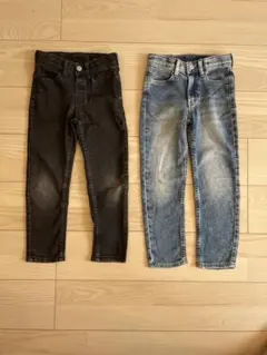 H&M スリムフィットジーンズ　デニム　長ズボン 120 ブラック・ブルー　2枚