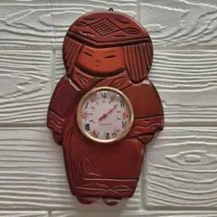 【ジャンク品】HOKKAI MOKKOGESHA 木彫り民芸品 温度計 壁掛け