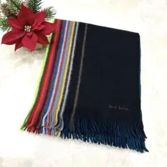 極美品✨ポールスミス マルチカラーストライプ ウールニット リバーシブル 黒色系
