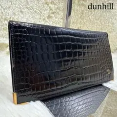 ア*)様 ✨美品✨ dunhill ダンヒル　クロコ　型押し　長財布 黒　ゴール