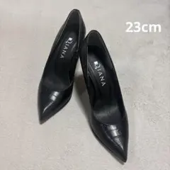 DIANA クロコ調 ブラック ハイヒール