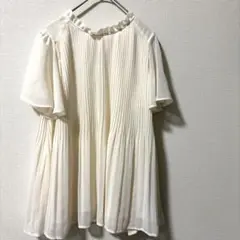 ViS 無地シフォンバックリボンブプリーツブラウス アイボリー フリーサイズのサムネイル