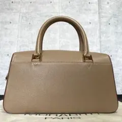 【MORABITO】ディナ　南京錠　ハンドバッグ　レザー　ゴールド金具　ベージュ MORABITO】DINA グレー レザー ゴールド金具ハンドバッグ定価37万