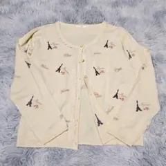 アクシーズファム　エッフェル塔刺繍ニットカーディガン　長袖　Ｍ　総柄　レース