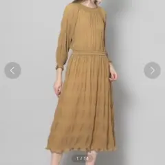 SENSE OF PLACE シャーリングプリーツワンピース フリーサイズ