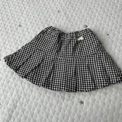 petit main フレアスカート 90cm ブラック・ホワイトチェック