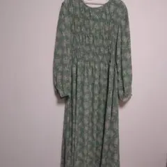 Discoat 花柄ロングワンピース グリーン