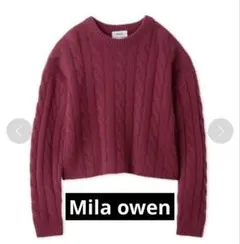 Mila owen クルーネックケーブル丈短ニット PNK 0
