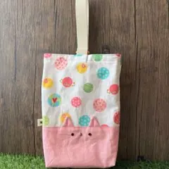 【生え猫上履き入れ】訳ありB級品　オリジナルハンドメイド入園入学グッズ　上靴袋