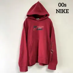 00年代 NIKE スウェット パーカー ロゴ 袖プリント エンジ y2k