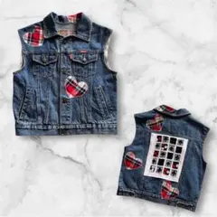 再構築デニムベストGジャンジレチョッキハートパッチDIESELカジノレディース
