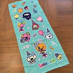 たまごっち　フェイスタオル　総柄　ブルー　めめっち　ふらわっち　やんぐまめっち