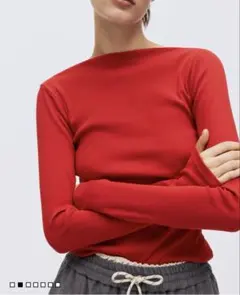 新品　H&M ボートネックリブトップス