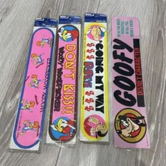 昔のロングステッカー4枚(ポパイ、ウッドベッカー、グーフィー)昭和レトロ