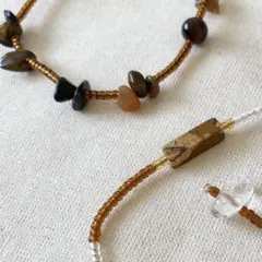 【2連セット】 天然石 ビーズブレスレット ブラウン系 ハンドメイド