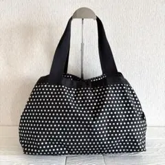 【極美品】レスポートサック トートバッグ ドット 水玉 黒 あおりポケット 3層のサムネイル