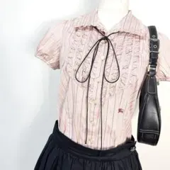 y2k❤️ BURBERRY BLUE LABEL フリルパフスリーブ半袖シャツ