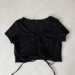 SHEIN ブラック シャーリング 半袖 Tシャツのサムネイル