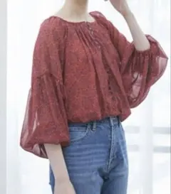 ヴィスViS柄7分袖ブラウス