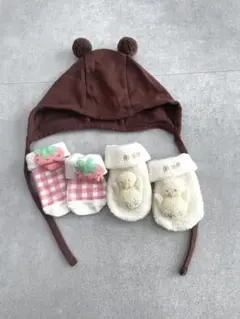 クマ耳帽子と靴下セット　ジェラピケ