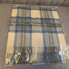 チェック　マフラー　ブルー　ホワイト