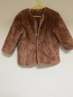 ユニクロ　ピンクブラウン フリースジャケット 前面ポケット付き