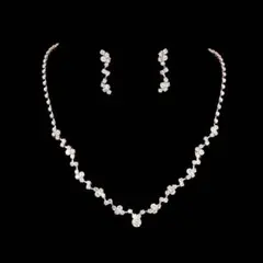 ネックレス ピアス 2点セット シルバー キラキラ パーティー 結婚式 発表会