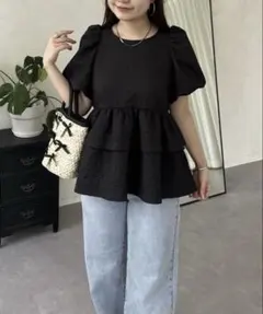 prose verse ブラック フリルぺプラムブラウス