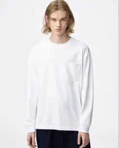 GU ヘビーウェイトクルーネックt 長袖　00 white Lサイズ　白 ロンt