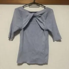INGNI フロントツイスト リブニット 半袖 ブルー