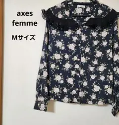 アクシーズファム☆長袖ブラウス☆バラ柄☆チェック☆ブラックのサムネイル