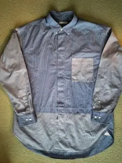 ユニクロ スーピマコットン オーバーサイズ ストライプシャツ ブルー M