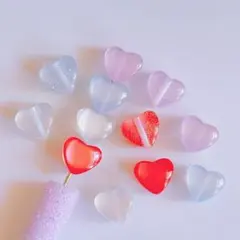 カスタムボールペン対応ビーズ♡ハート 猫目とラメのビーズ