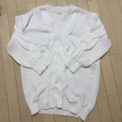 RETRO GIRL 白 ホワイト Vネック ニットワンピース Msize
