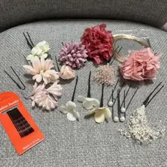 成人式 卒業式 着物 袴 花飾り ヘアピン 赤 ピンク 白 紫 パール