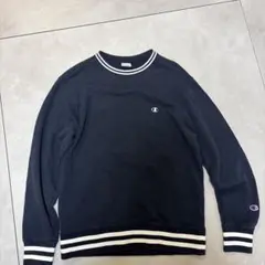 Champion（チャンピオン） クルーネック スウェット 濃紺 ラインリブ