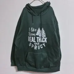 シーン パーカー プリント 長袖 フード付 ゆったり 2XL 緑 ポリエステルのサムネイル