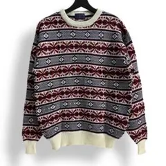 良好 VINTAGE 80s~90s 総柄 ヴィンテージニット ノルディック