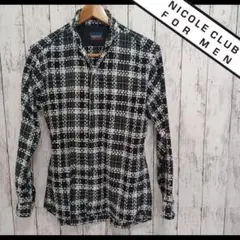 ニコルクラブフォーメンNICOLE CLUB FOR MEN 黒白チェックシャツ