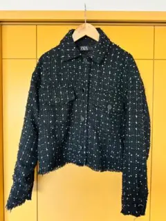 ZARA ツイードジャケット ブラック Sサイズ