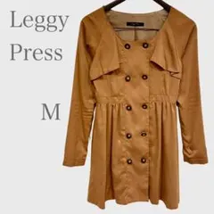 ダブルボタントレンチ風ワンピース　ブラウン系　M きれいめ