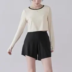 SEA DRESS 3点セット/パイピング長袖ビキニ×ショートパンツ/水着