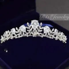 ジルコニアリーフティアラボタニカルウェディングブライダル結婚式前撮り王冠